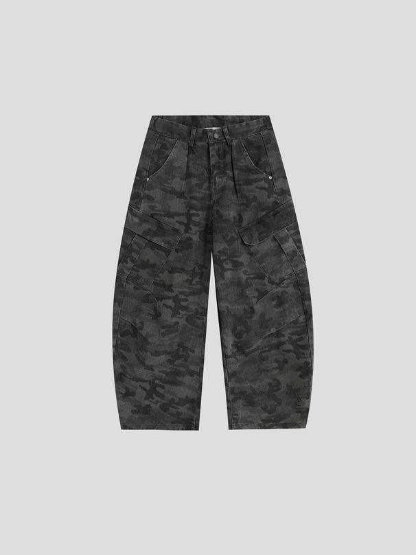 Men's Vintage Camo Cargo Jeans - Straight Leg Hip Hop Denim Pants With Multi-Pockets, Washed Cotton Casual Trousers For Streetwear_mkmklike.com