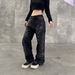 Unisex Black Straight-Leg Jeans With Star Embellishments – Relaxed Wide-Fit Denim Pants With Distressed Wash & Rhinestone Details_mkmklike.com