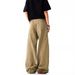 Men's Clothing Retro Deconstructed Reversible Casual Cargo Pants For Men – American Cleanfit Wide-Leg Oversized Denim Trousers In Khaki_mkmklike.com