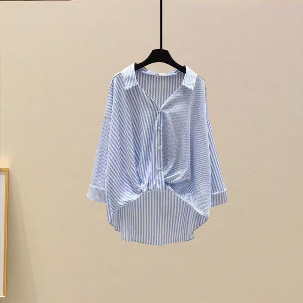 Women's Clothing Summer suit new striped shirt with high waist denim skirt two piece suit_mkmklike.com