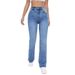 Women's Clothing High Waist Women's Straight Light Blue Jeans Slim Fit Versatile_mkmklike.com
