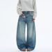 Men's Retro Washed Whisker Texture Curved Jeans American Style Unisex Baggy Wide Leg Trousers_mkmklike.com