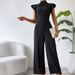 Women's stand-up collar ruffled wide-leg pants drape trousers women sleeveless jumpsuit casual pants pants women summer_mkmklike.com