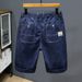 One Piece Of Cross-border Jeans Will Be Sent On Behalf Of Others. Summer Thin Elastic Waist Jeans Men's 5-point Loose Badge Denim Pants._mkmklike.com