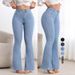 High Waisted Slim Fit Denim Jeans Stretchy Flared Pants Hip Lifting Casual Cotton Office Lady Streetwear_mkmklike.com