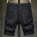 Men's Clothing Denim Shorts Half Pants Pure Black Mid Length Pants Ripped Brand Breeches_mkmklike.com