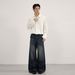 LKTM Men's Retro Washed Distressed Whiskered Bamboo Texture Jeans Unisex Trendy Pleated A-Line Trousers_mkmklike.com