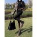 ELLE Black Skinny Jeans For Women, Autumn And Winter New High-Waisted Slim Fit Petite Stretchy Ankle-Length Pencil Pants_mkmklike.com