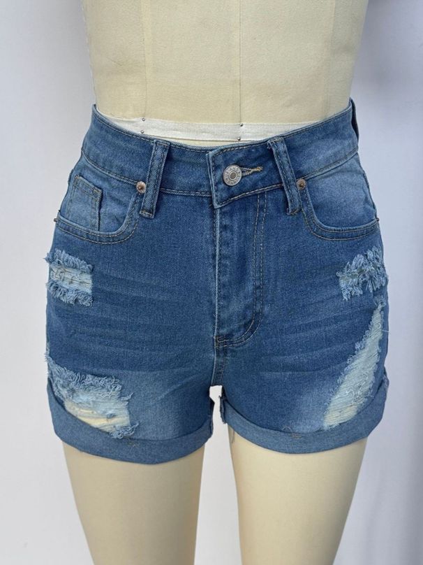 K New Hole Breaking Trendy Casual Three Part Pants For Women's Jeans_mkmklike.com