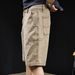 Men's Clothing Men's Vintage Khaki Casual Denim Shorts - Relaxed Fit Straight Leg Washed Distressed Mid-Length Summer Shorts_mkmklike.com