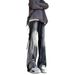 Vintage Washed High-Waisted Flared Jeans For Men – 90s Retro Streetwear Denim Pants With Distressed Dye (S-3XL)_mkmklike.com