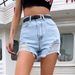 Women's Clothing Style Ins Fashion High Waist Denim Ripped Shorts_mkmklike.com