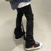 Wax Pants, Long Pants, Purely Hand-brushed Wax-coated Wax-faced Flared High-elastic Jeans, Dark Wind_mkmklike.com