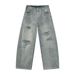 Men's Clothing Streetwear Distressed Denim Jeans For Men - Baggy Wide Leg Vintage Washed Ripped Casual Pants_mkmklike.com