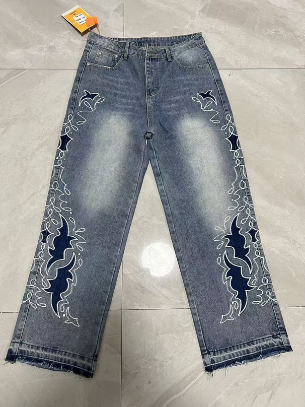 Men's Clothing Printed Jeans Straight Leg Loose Fit Long Pants Printed Straight-Leg Jeans – Washed Denim Pants With Urban Street Art Design (XL-3XL)_mkmklike.com