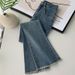High Waist Stretch Flared Jeans For Women - Vintage Washed Denim With Raw Hem & Bootcut Design_mkmklike.com