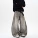 Gray Splatter-paint Jeans For Men, Straight Loose Fit, Wide-leg, Washed Vintage American High Street Style Pants, Trendy_mkmklike.com