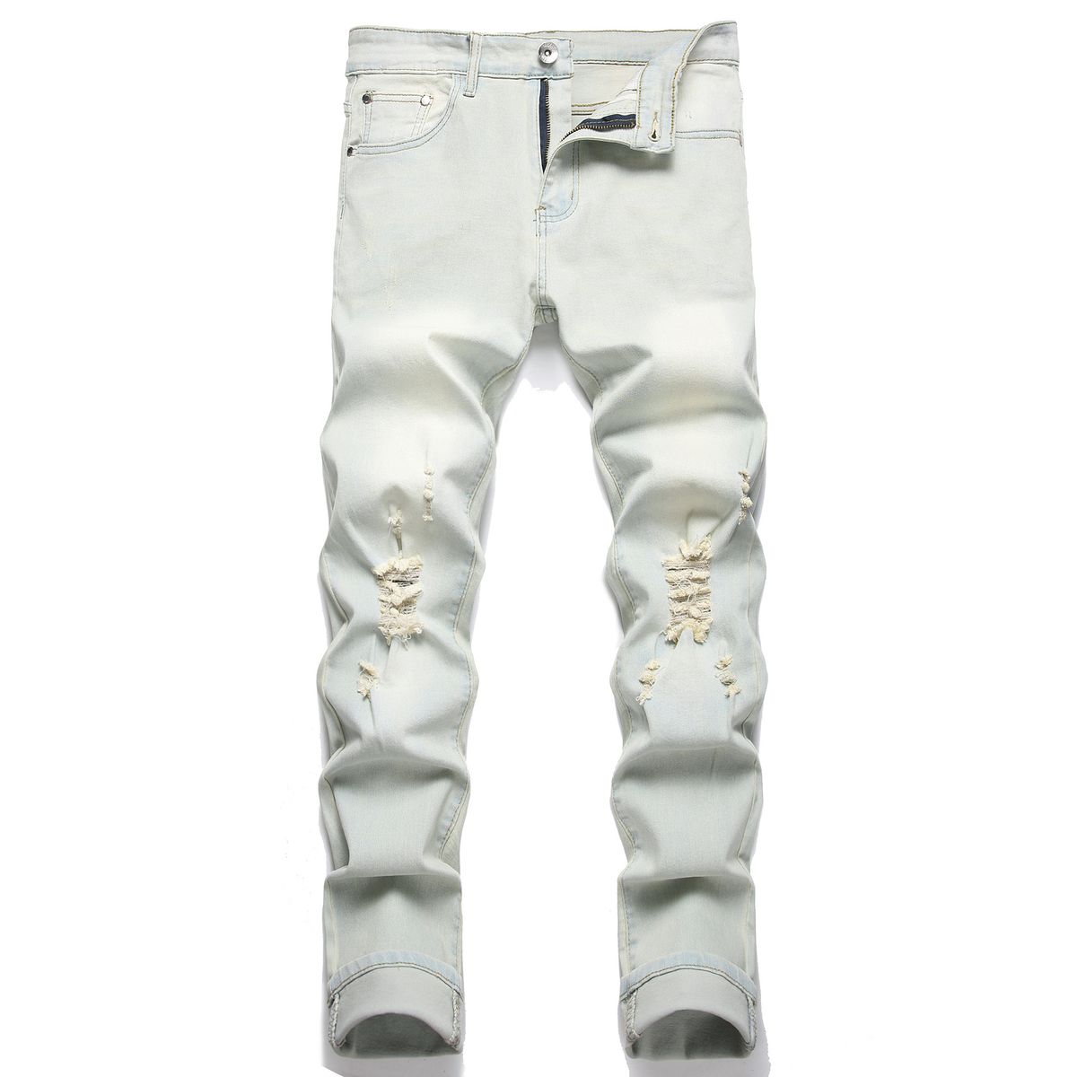Men's Clothing Jeans, High Stretch, Ripped, Slim Fit Jeans, Men's Jeans_mkmklike.com