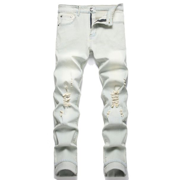 Men's Clothing Jeans, High Stretch, Ripped, Slim Fit Jeans, Men's Jeans_mkmklike.com