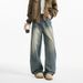 Men's American Style Cleanfit Wide Leg Jeans Straight Loose Fit Stylish Sophisticated Trendy Pants_mkmklike.com