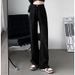 Retro High-Waisted Blue Loose Straight Leg Jeans Women's Slimming Flowy Floor-Length Pants for Spring Summer_mkmklike.com