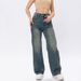 Women's Clothing Women's High-Waisted Relaxed Fit Stretch Denim Jeans - Cement Grey Wash, Comfortable Cotton Blend, Versatile Casual & Office Wear_mkmklike.com