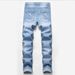 Men's Clothing Men's Distressed Black Stretch Jeans Plus Size Light Color Trendy Mid Waist Wide Leg Trousers Machine Washable Cotton_mkmklike.com