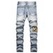 Streetwear Men's Distressed Jeans – Heavy Washed & Embroidered Slim Fit (28-42) | Stretch Cotton For Urban Edge_mkmklike.com