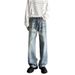 Men's Wide Leg Jeans Distressed Whiskered Design Retro Hip Hop Style New_mkmklike.com