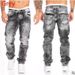 Men's Casual Distressed Straight Leg Jeans Trendy European American Style Hip Hop Pocket Trousers_mkmklike.com