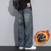 Pure Emperor Paul Retro Jeans Men's Autumn Winter Fleece Lined Thickened Long Trendy Brand Wear-resistant Youth Fashion_mkmklike.com