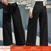 Women's Black Wide Leg Jeans Fashionable Design Casual Style Perfect For Autumn Available_mkmklike.com