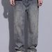 Men's American Retro Distressed Denim Jeans - Loose Straight Leg Washed Blue Pants (S-3XL)_mkmklike.com