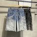 Men's Ripped Denim Shorts Summer Style Thin Washed Loose Fit Trendy Brand Street Style Frayed Edges Five Point_mkmklike.com
