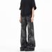 Men's High Street Hip Hop Flared Jeans Retro Brushed Wax Wash Zipper Design Loose Fitting Trousers For Men And Women_mkmklike.com