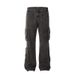 Men's Vintage Workwear Jeans - Distressed Straight-Leg Denim Pants With Artistic Tie-Dye Wash & Utility Pockets For Streetwear_mkmklike.com