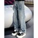 Men's Loose Straight Leg Jeans Rhinestone Print Retro High Street Design Sequined Wide Leg Trousers Parisian Streetwear Brand_mkmklike.com