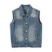 Chicco Spring And Autumn Matching Plus Size Slimming Denim Vest Jacket Ruffled Dress Two-Piece Set For Women_mkmklike.com