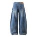 Curved Wide-Leg Jeans Trendy Brand Men's Design Workwear Long Vibe High Street Washed Vintage Distressed Loose Pants_mkmklike.com