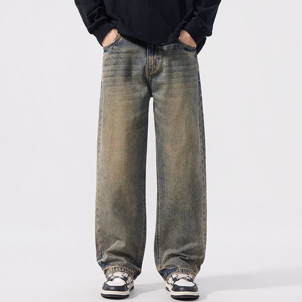 Nordmann MUCHU Clothing | 2025 Autumn Winter New American Retro Distressed Washed Jeans Men's Plus Size Wide Leg Pants_mkmklike.com