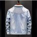 Men's Classic Denim Jacket – Stylish Cotton Oversized Coat With Washed Finish, Notched Collar Single Button Closure, Casual Fall Spring Outerwear_mkmklike.com