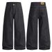 Men's Clothing Retro Split Wide Leg Jeans A-Line Denim Straight Leg Pants American Style Floor Length Vintage Washed Denim Pants For Cleanfit Style_mkmklike.com
