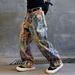 Men's Clothing Men's Premium Graffiti-Print Straight-Leg Jeans – Oversized Fit, Artistic Paint Splatter Design, Cotton Denim (S-3XL, Multi-Color)_mkmklike.com