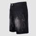 Men's Black Embroidered Flame Denim Shorts Streetwear Cotton Blend Casual Five-Inch Shorts Versatile Styling Options_mkmklike.com