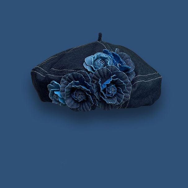 Hot Sale 2024 Caps ladies Denim fabric man hat women winter hats Vintage simulation flower summer cap woman Beret_mkmklike.com
