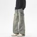 Men's Pleated Workwear Jeans – Double 3D Pocket Retro Denim Pants With Distressed Wash, Relaxed Fit & Vintage Stitching, Wide-Leg Casual Trousers_mkmklike.com
