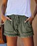 K New Women's Elastic Waist Drawstring Casual High-waisted Slimming Denim Shorts_mkmklike.com