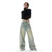 Retro Yellow Mud Straight Leg Jeans High Waist Loose Design Floor Length Wide Leg Pants for Women Summer 2026 New American Style_mkmklike.com