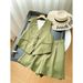 Women's Clothing Sleeveless V-neck Sleeveless Button Suit Short Vest Shorts Suit _mkmklike.com
