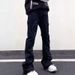 Men's Clothing High Street Vibe Style Zipper Slit Jeans Men Ins Loose Straight Ink Splashed Micro Flared Trousers_mkmklike.com